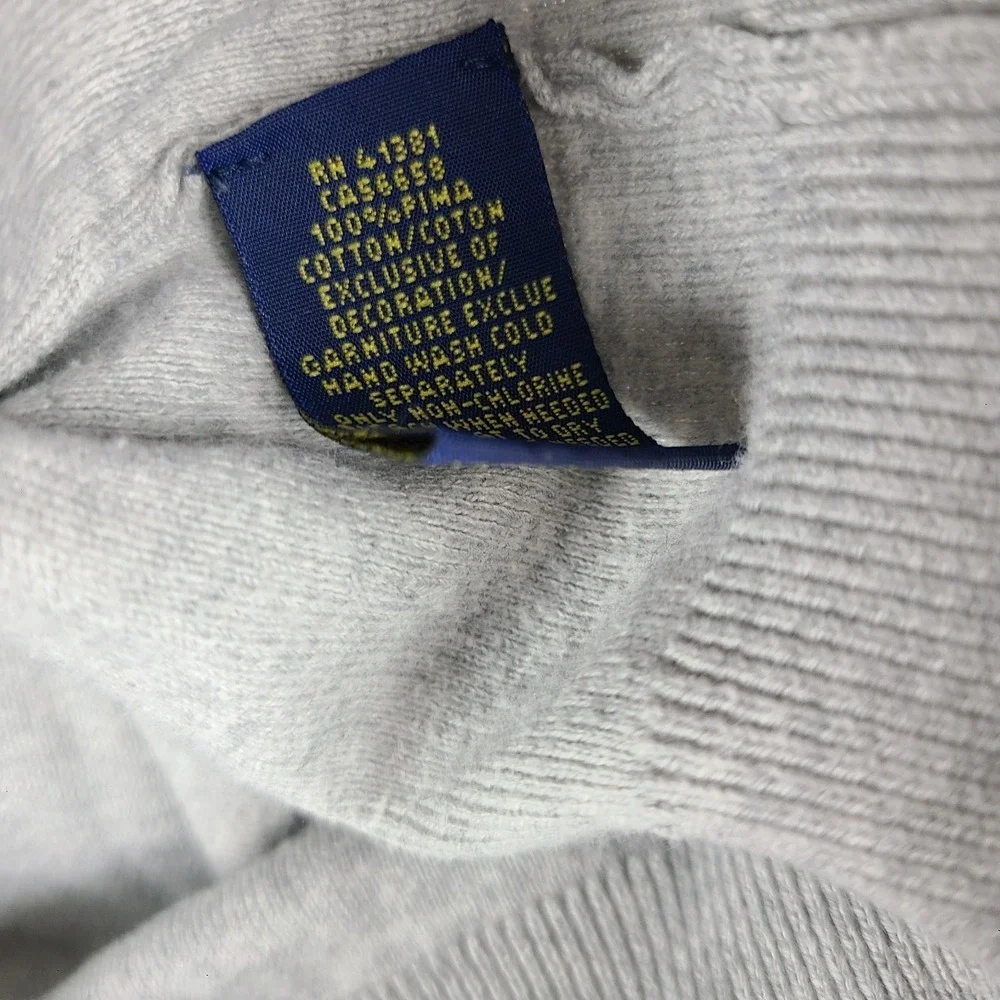Polo Ralph Lauren Sweater Mens Medium Gray V Neck Pima Cotton Sweatshirt